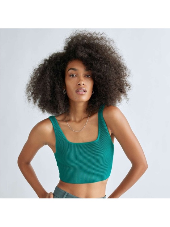 Babaton Tops - Babaton Aritzia Sculpt Knit Cropped Tank Top Teal XS